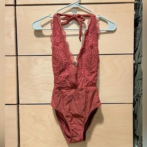 Mauve Deep V Bathing Suit